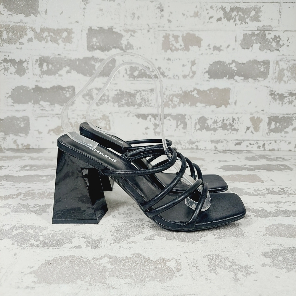 New Abound Austyn Black Tubular Strap Block Heel Sandals F182 - Picture 6 of 10